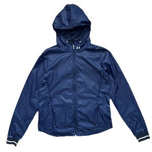 Under Armour Ultralight Anorak Jacket Womens Large Navy Windbreaker Packable